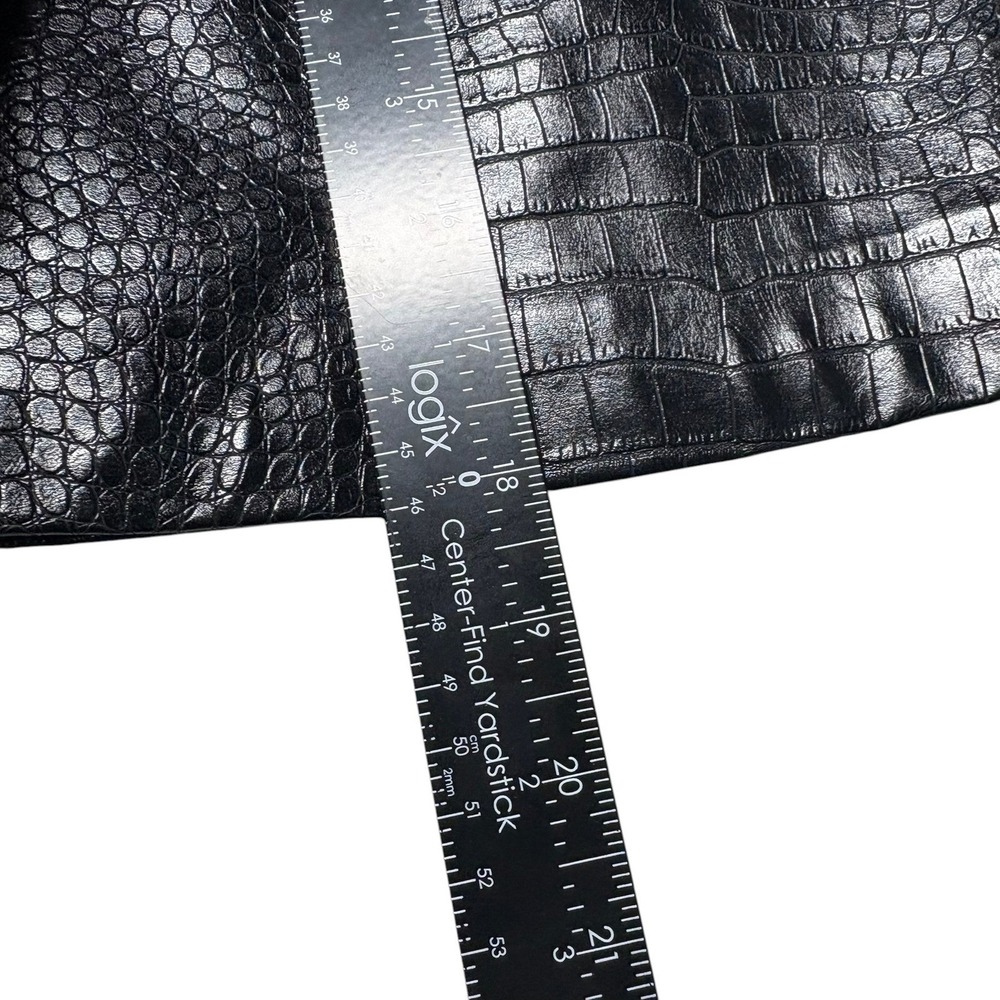 Calvin Klein Mini Skirt 2 Black Faux Leather Crocodile Embossed High Waist - Picture 7 of 7